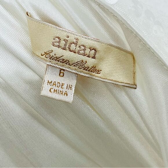Aidan Mattox White Sequined Dress Sleeveless Blouson Mini Women’s Size 6 - Picture 11 of 12